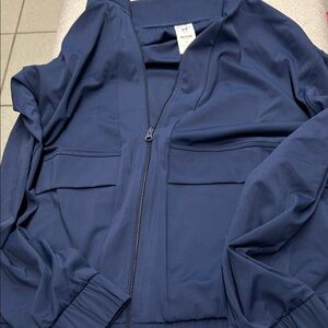 Women’s active jacket, size, extra large, New, no Tag navy blue, full zip, Act